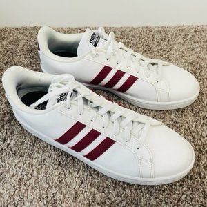 White Adidas Cloudfoam Advantage Sneakers, 12.5